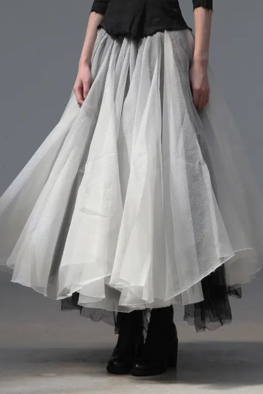 marc le bihan 25004 black and white half skirt black/white